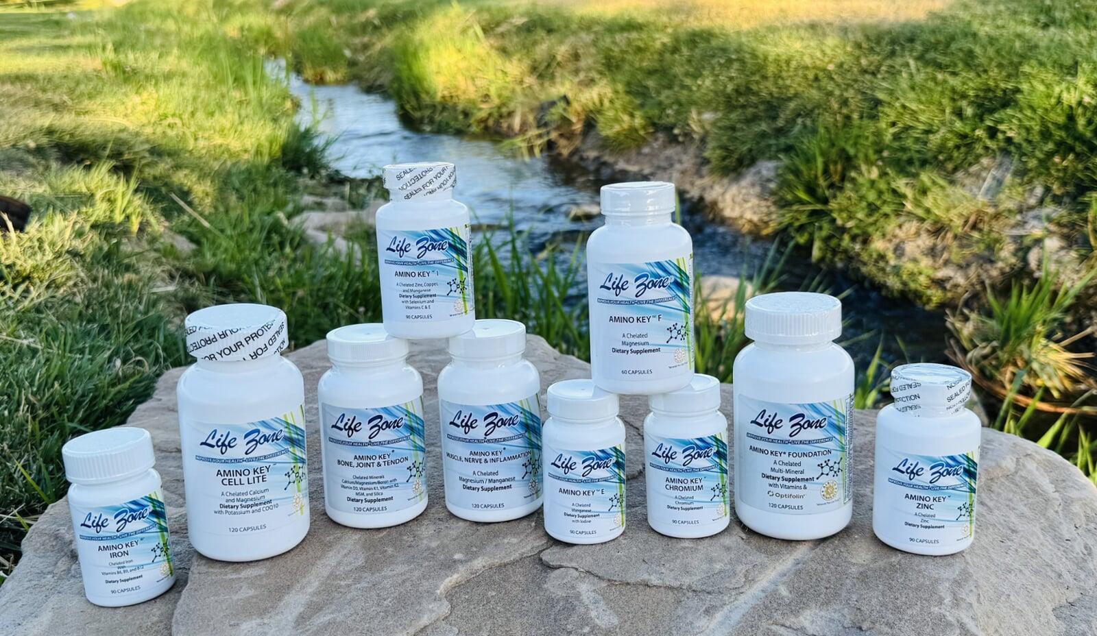The full Life Zone Amino Key supplement lineup